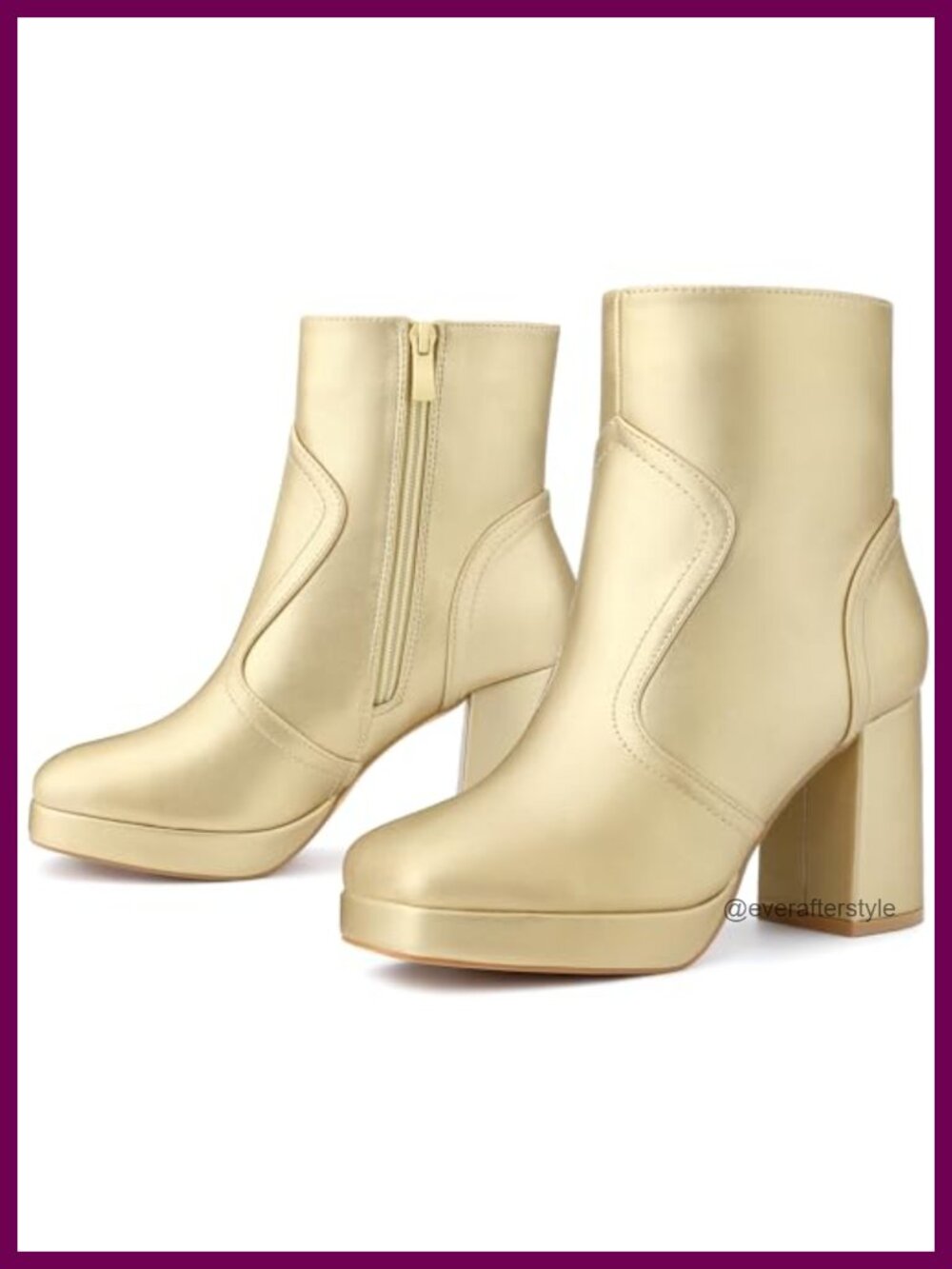 Faux Leather Squared Toe Platform Chunky Heels Ankle Boots